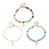 3Pcs 3 Colors Alloy Cross Charm Bracelets BJEW-JB12323-2