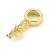Rack Plating Brass Pave Colorful Cubic Zirconia Flower European Dangle Charms KK-Z067-34G-2