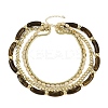 Resin Curved Tube & Plastic & Alloy Twisted Chain 3 Layer Necklaces NJEW-Q038-02G-3
