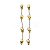 Halloween Tibetan Style Alloy Skull Tassel Stud Earrings EJEW-P328-01AG-2