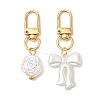 2Pcs Flower & Bowknot Plastic Imitation Pearl Pendant Decorations HJEW-JM02558-1