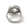 Letter Brass Micro Pave Clear Cubic Zirconia Open Cuff Ring for Women RJEW-N046-03Q-P-3