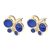 Butterfly Brass Micro Pave Clear Cubic Zirconia Stud Earrings EJEW-C173-01G-6