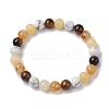 8.5mm Round Natural Topaz Jade & Howlite & Tiger Eye & Citrine Bead Stretch Bracelets for Women BJEW-JB10944-02-1