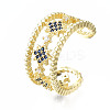 Cubic Zirconia Star Open Cuff Ring RJEW-N037-006B-3
