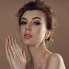 2 Pairs 2 Colors Crystal Rhinestone Triple Hollow Heart Dangle Stud Earrings with 925 Sterling Silver Pins EJEW-AN0001-22-5