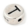 925 Sterling Silver Flat Round with Letter Beads STER-G044-01AS-T-2