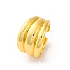 Rack Plating Brass Grooved Open Cuff Rings RJEW-K249-06G-1