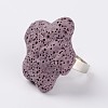 Adjustable Star Lava Rock Gemstone Finger Rings RJEW-I007-01-2