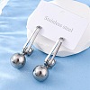 304 Stainless Steel Round Dangle Stud Earrings EJEW-Z098-31P-3