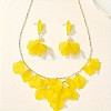 Petal Resin Charm & Alloy Pendant Necklaces & Stud Dangle Earring Sets FS-WG0777B-02-1