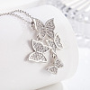 Brass Micro Pave Clear Cubic Zirconia 4 Butterfly Pendant Necklaces for Women FS-WG1F8BB-01-1