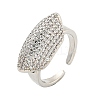 Real Platinum Plated Brass Micro Pave Clear Cubic Zirconia Cuff Rings RJEW-L113-018P-01-1