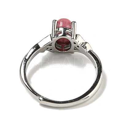 Oval Natural Rhodonite Adjustable Rings RJEW-Q818-01P-04A-1