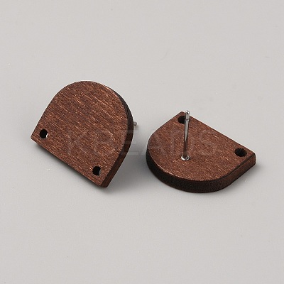 Saddle Brown Wood Stud Earring Findings WOOD-WH0125-10A-1