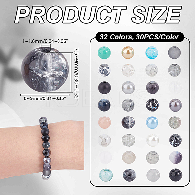 Transparent & Spray Painted Crackle & Imitation Jade Glass Beads GLAA-PH0003-47H-1