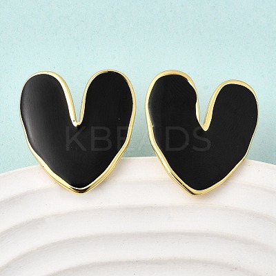 Heart 201 Stainless Steel Enamel Stud Earrings EJEW-Z151-12G-02-1