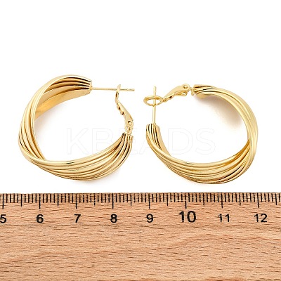 Brass Twist Hoop Earrings EJEW-R025-30G-1