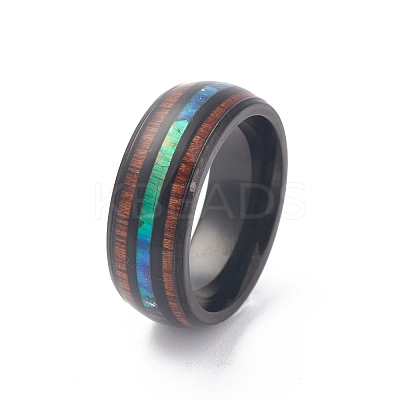 Ion Plating(IP) 304 Stainless Steel Paua Shell Cuff Ring for Women RJEW-M014-01B-E-1