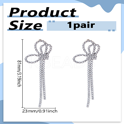 1 Pair Crystal Rhinestone Butterfly Dangle Stud Earrings EJEW-LP0013-13-1