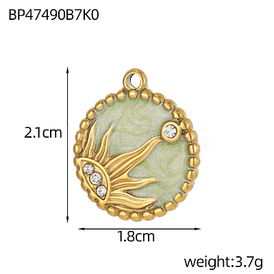 304 Stainless Steel Micro Pave Cubic Zirconia Pendants STAS-OY008-64G-1