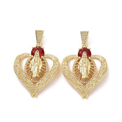 Brass Micro Pave Cubic Zirconia Pendants ZIRC-F134-25G-02-1