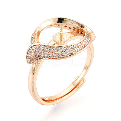 Brass Micro Pave Clear Cubic Zirconia Adjustable Ring Settings KK-T076-77G-1