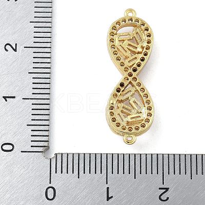 Rack Plating Brass Clear Cubic Zirconia Infinity Connector Charms KK-A234-036G-01-1