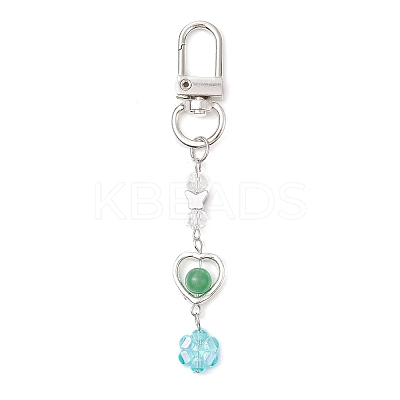 Flower Acrylic & Dyed Natural Jade Beads Pendant Decorations HJEW-JM02884-1