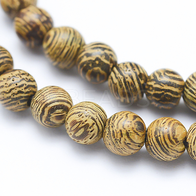Natural Wenge Wood Beads Strands WOOD-P011-05-4mm-1