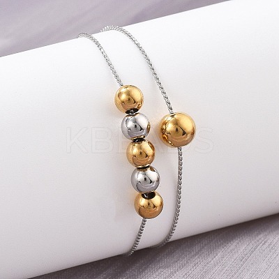 304 Stainless Steel Rolo Chain Multi-layer Bracelets for Women BJEW-D337-01A-GP-1