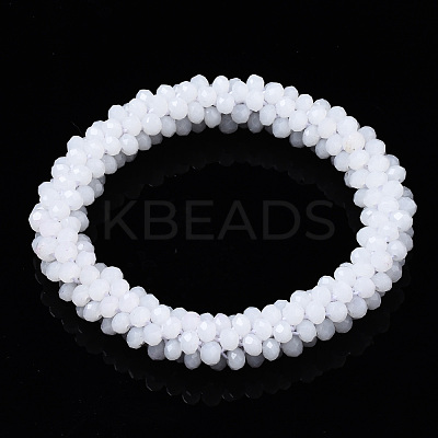 Faceted Opaque Glass Beads Stretch Bracelets BJEW-S144-002E-06-1