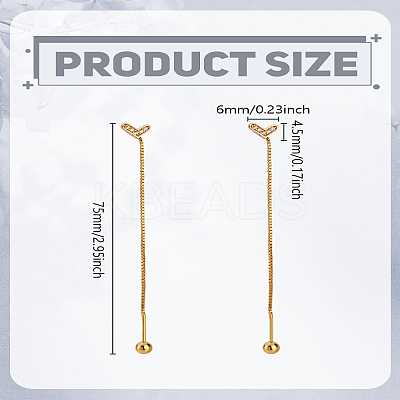 1 Pair Brass Rhinestone Heart Tassel Ear Thread for Women EJEW-LP0003-63G-1