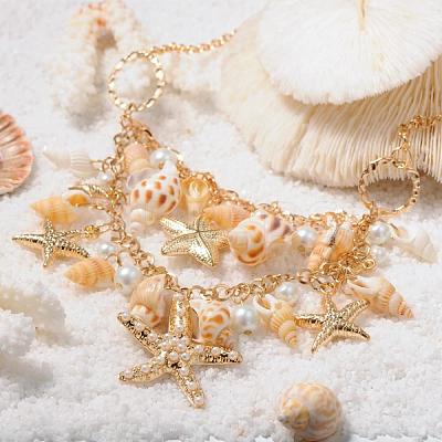 Trendy Shell Bib Beach Necklaces NJEW-PH0001-01-1