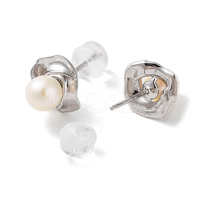 Natural Pearl Stud Earrings for Women EJEW-C083-07A-P-1