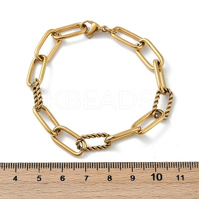 304 Stainless Steel Paperclip Chain Bracelets X-BJEW-F412-02G-1