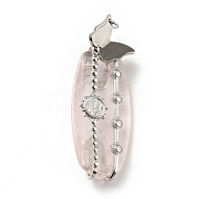Natural Rose Quartz Pendants G-D473-09P-1