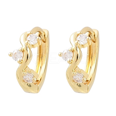 Crown Brass Micro Pave Clear Cubic Zirconia Hoop Earrings EJEW-D348-20G-1