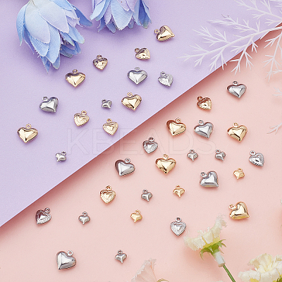 120Pcs 6 Style Stainless Steel Heart Charms STAS-SC0003-98-1