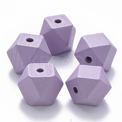 Painted Natural Wood Beads WOOD-Q040-020B-A04-1