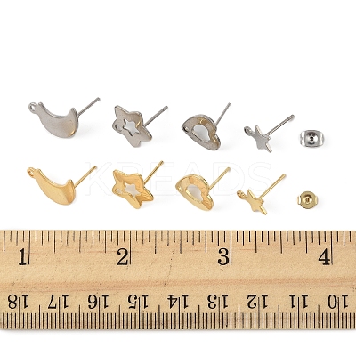 16Pcs 8 Styles 304 Stainless Steel Stud Earring Findings STAS-FS0001-86-1