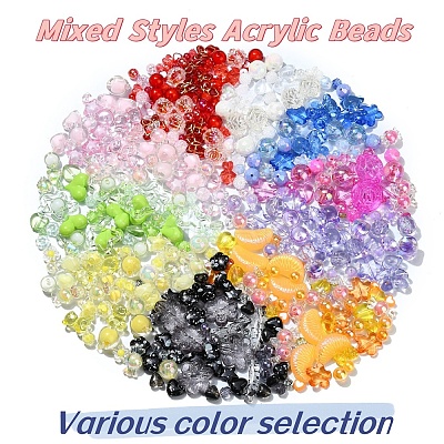 120Pcs 12 Styles Mixed Styles Acrylic Beads MACR-YW0003-05A-1