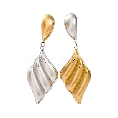 304 Stainless Steel Dangle Stud Earrings EJEW-K296-02GP-03-1