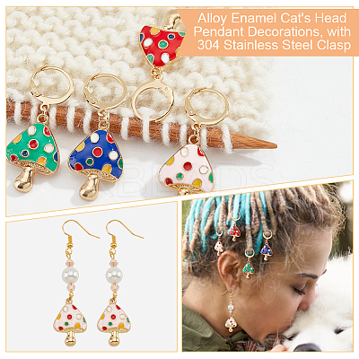 16Pcs 4 Color Alloy Enamel Mushroom Charms Locking Stitch Markers AJEW-PH01455-1