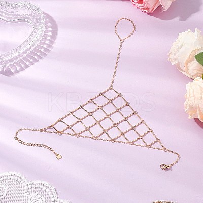 304 Stainless Steel Bar Link Triangle Mesh Toe Ring Anklets for Women AJEW-AN00664-1