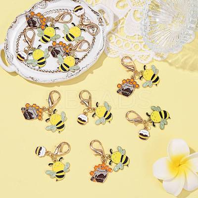 10Pcs 2 Styles Alloy Enamel Pendant Decorations HJEW-FS00090-1