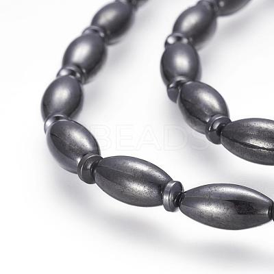 Magnetic Synthetic Hematite Beaded Necklaces NJEW-P190-13O-1