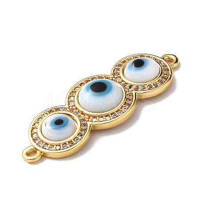 Handmade Lampwork Evil Eye Connector Charms ZIRC-L102-10G-02-1