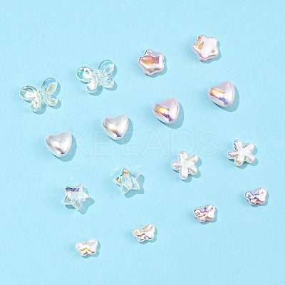 16Pcs 8 Styles UV Plating Plastic Imitation Pearl Beads KY-FS0001-47-1