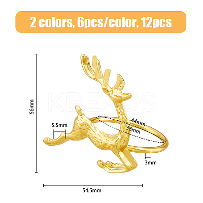 12pcs 2 Colors Alloy & Iron Napkin Rings AJEW-HY0001-11-1